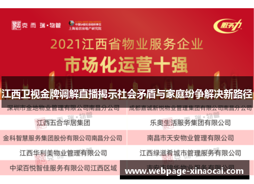 江西卫视金牌调解直播揭示社会矛盾与家庭纷争解决新路径
